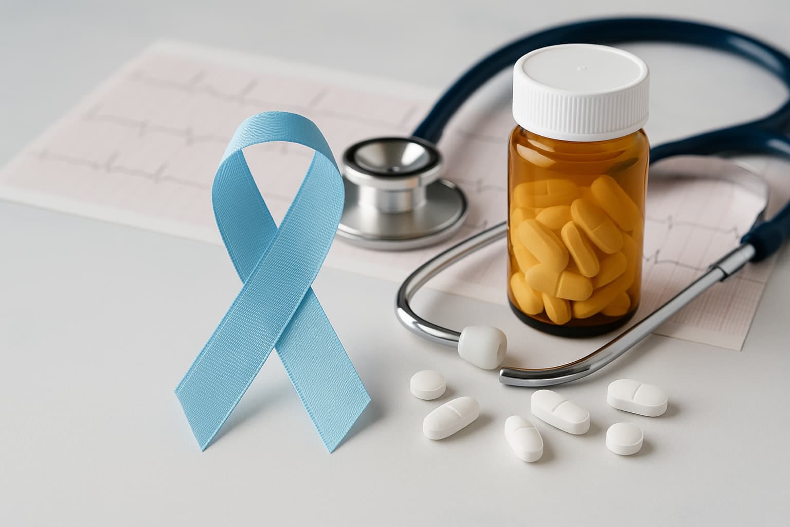 Light blue awareness ribbon symbolizing prostate cancer and life insurance approval options