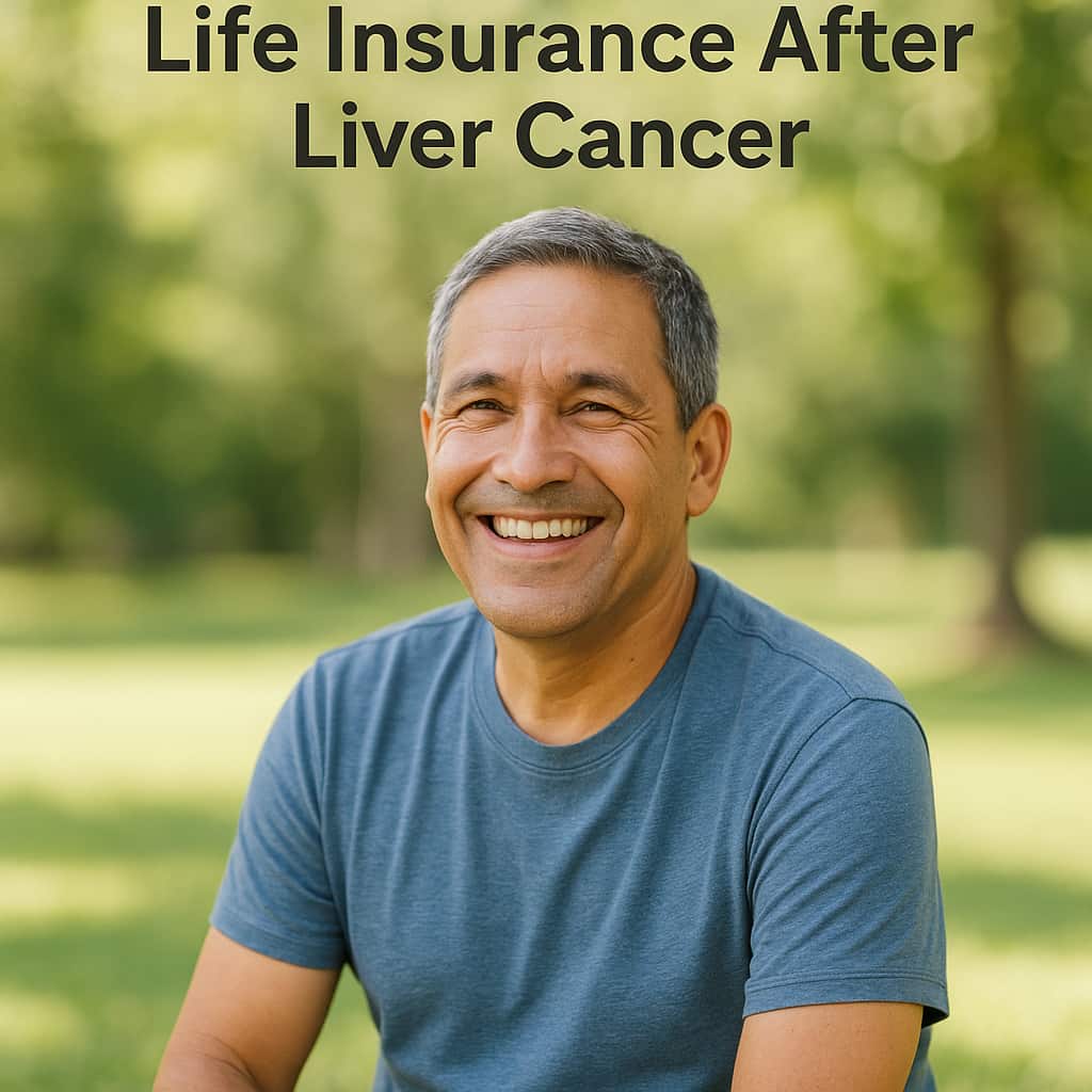 A middle-aged man smiles in a sunny park, representing recovery, stability, and life insurance options after liver cancer.
