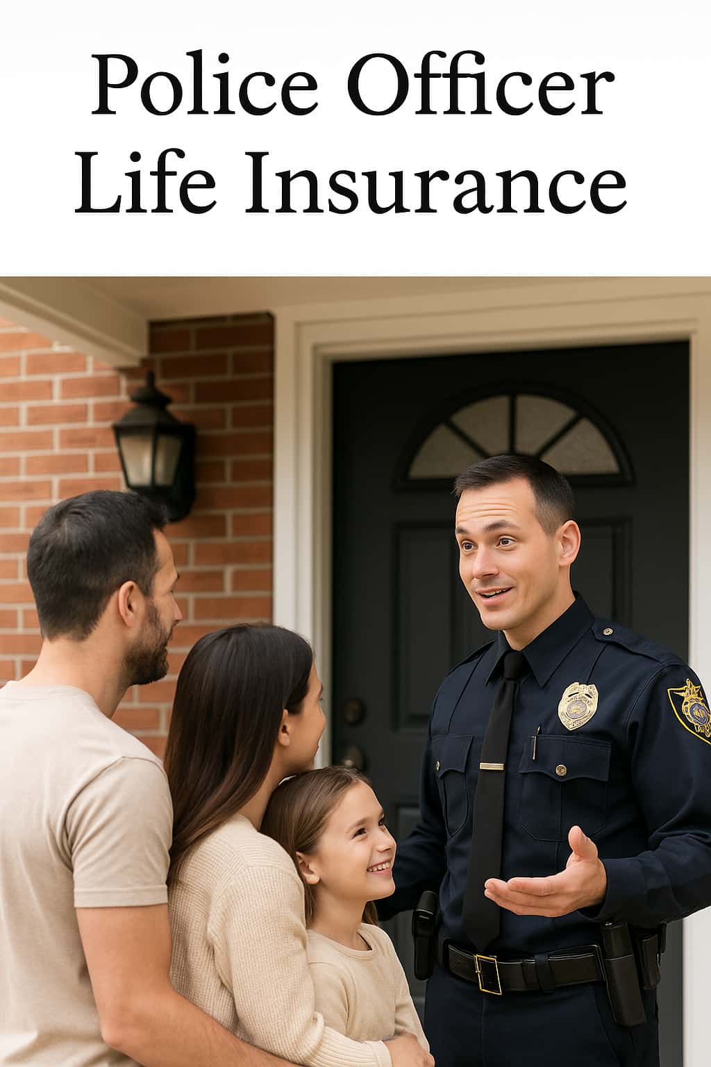 police officer standing on a homeowner’s front porch, representing law enforcement involvement and its impact on life insurance eligibility