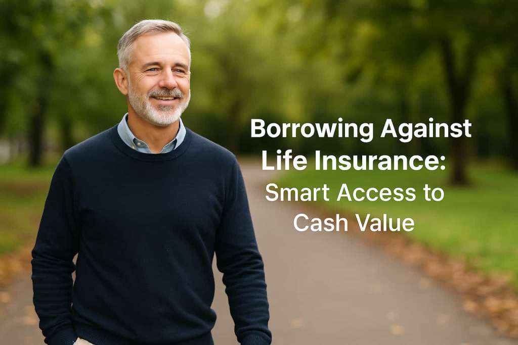 Smiling middle-aged man walking outdoors, representing confidence and financial freedom from borrowing against life insuranceI’m